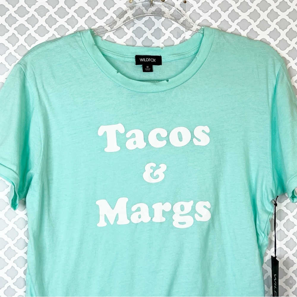 NWT Wildfox Happy Hour Keke Distressed Tee in Yucca - Picture 2 of 8